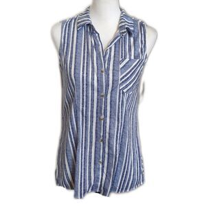 Eden & Olivia NWT sleeveless blouse, ivory & denim blue stripes, size S